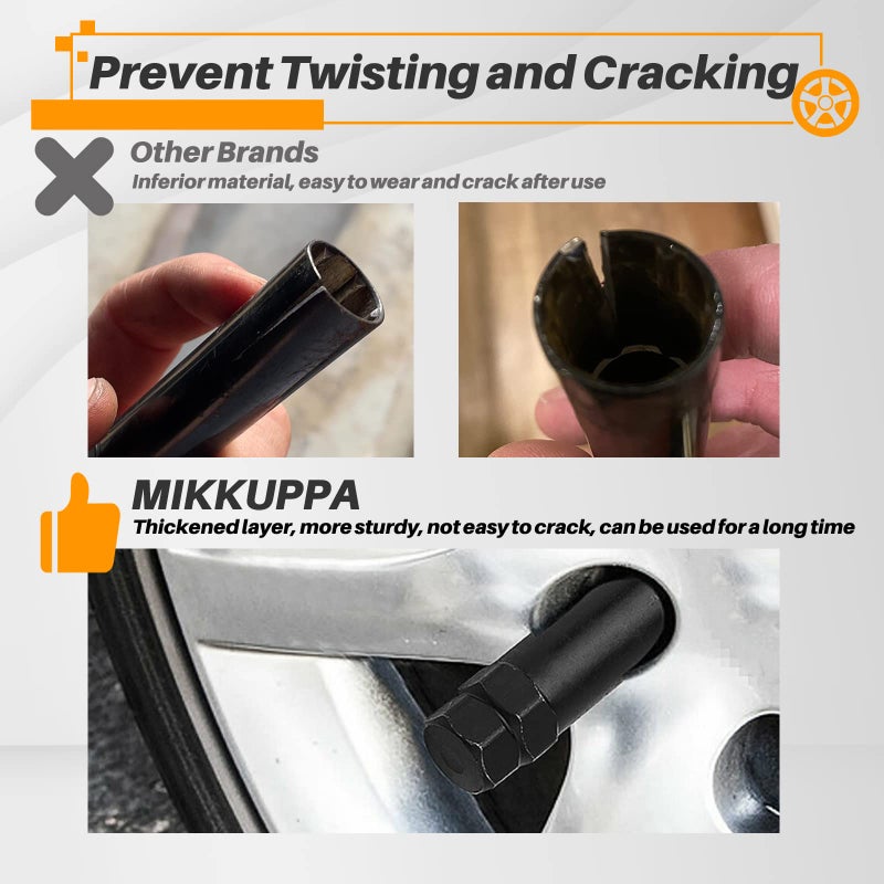MIKKUPPA 2PCS 6 Spline 7 Spline Lug Nut Key Set  Spline Lug Nut Socket  SAE/Metric Wheel Lock Removal Tool Kit for Installation and Removal of Lug Nuts on Aftermarket Wheels - Image 4